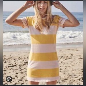 NWOT Sundry Rugby Women Golden Yellow and Pink Stripe Dress Size 1